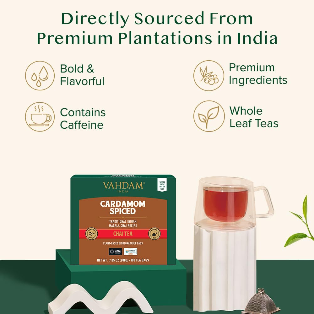 VAHDAM loose leaf texture detail highlighting quality tea leaves and aroma