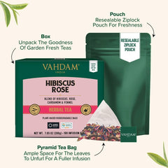 VAHDAM pyramid tea bag detail allowing full leaf unfurling for fuller infusion