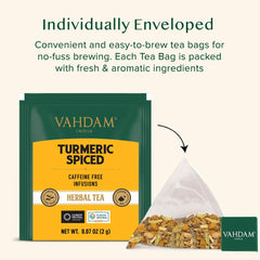 VAHDAM spices blend flatlay highlighting turmeric and aromatic benefits