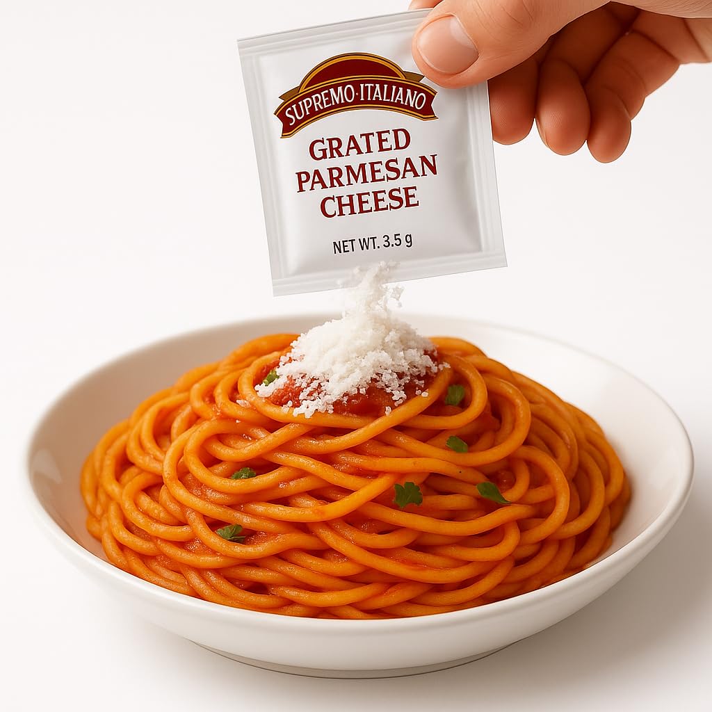 Vallary packets by a pizzeria counter for foodservice efficiency
