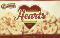Valley Lahvosh front packaging showing four 4.5 oz heart cracker packs and portioning benefit