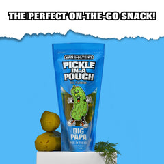 Van Holten's open pouch with pickle ready to eat for on-the-go snacking