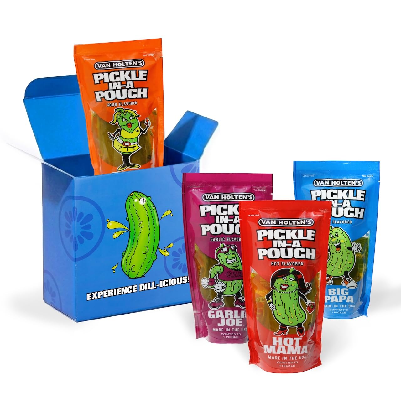 Van Holten's gift box front packaging showing four character pouches, perfect for gifting