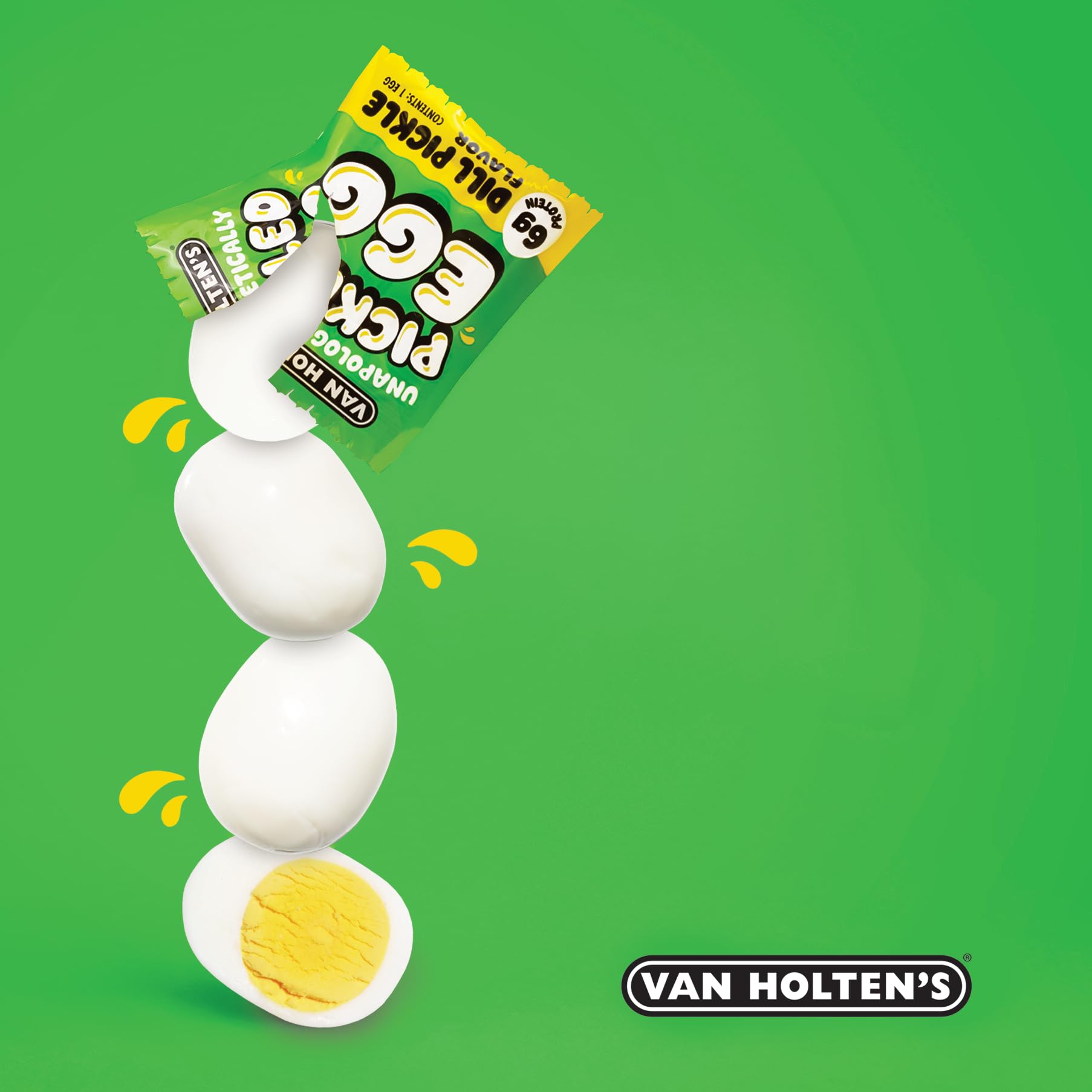 Van Holten's pickled egg beside a hand for size comparison and snack-portability clarity