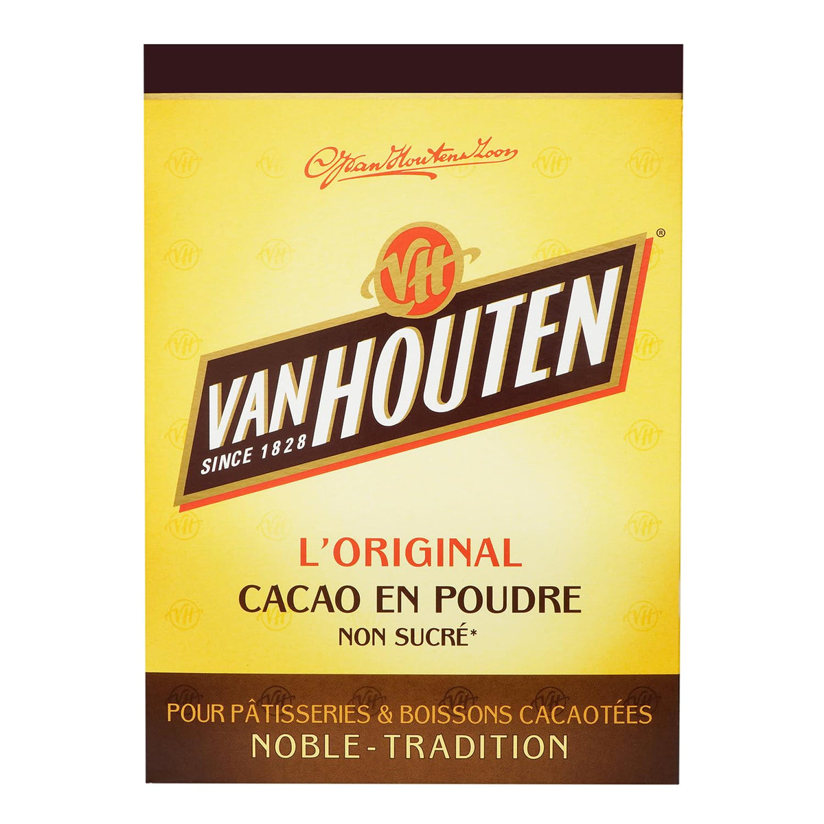 Van Houten front packaging 250g showing brand and net weight, perfect for pantry display