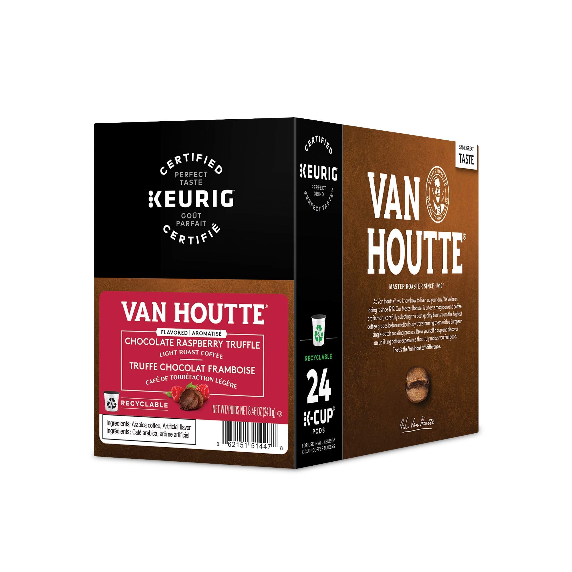 Van Houtte close-up K-Cup pod highlighting seal and freshness benefit