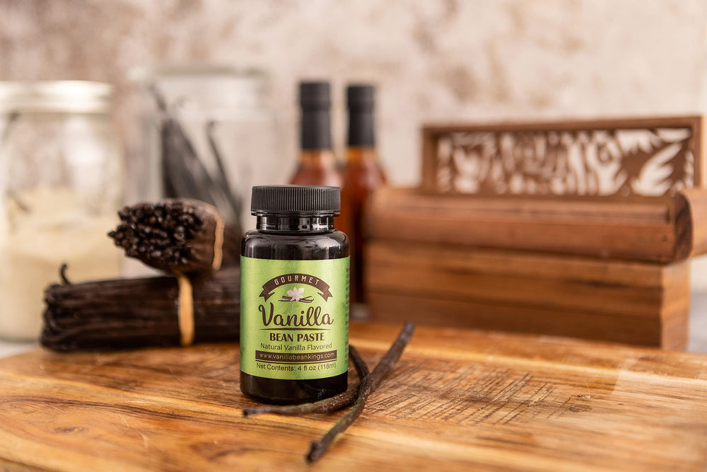 Vanilla Bean Kings paste close-up revealing real vanilla seeds for visual appeal