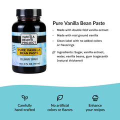 VANILLA BEAN PROJECT open jar with visible vanilla seeds for authentic appearance