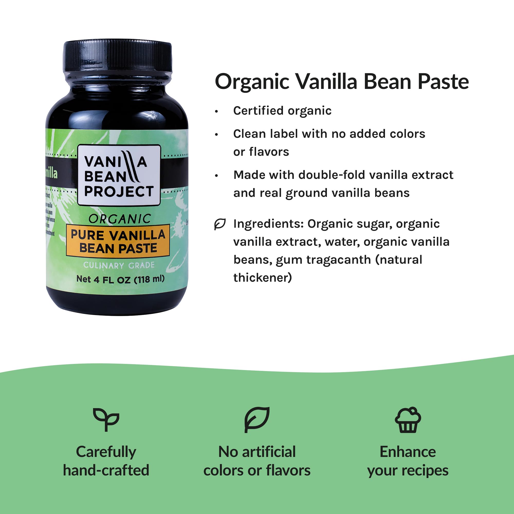 VANILLA BEAN PROJECT open jar top revealing paste texture and easy scoop benefit