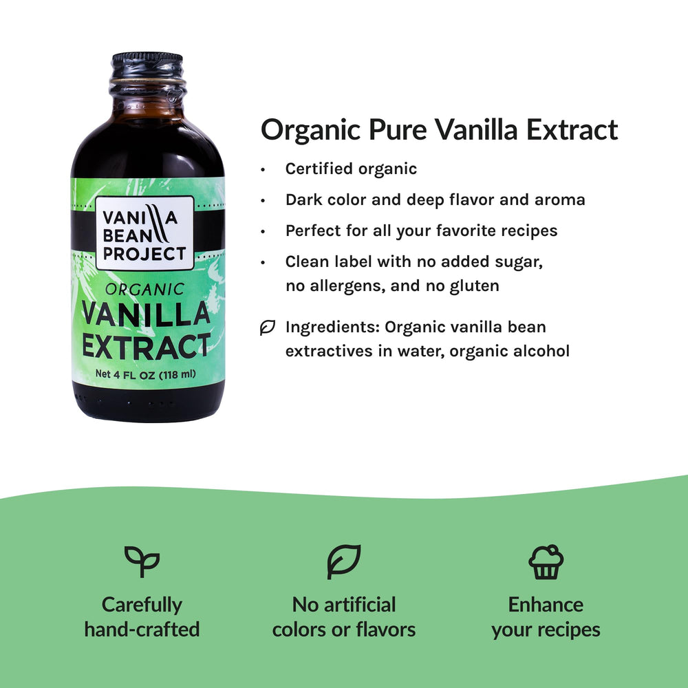 VANILLA BEAN PROJECT label close-up showing certification and ingredient clarity