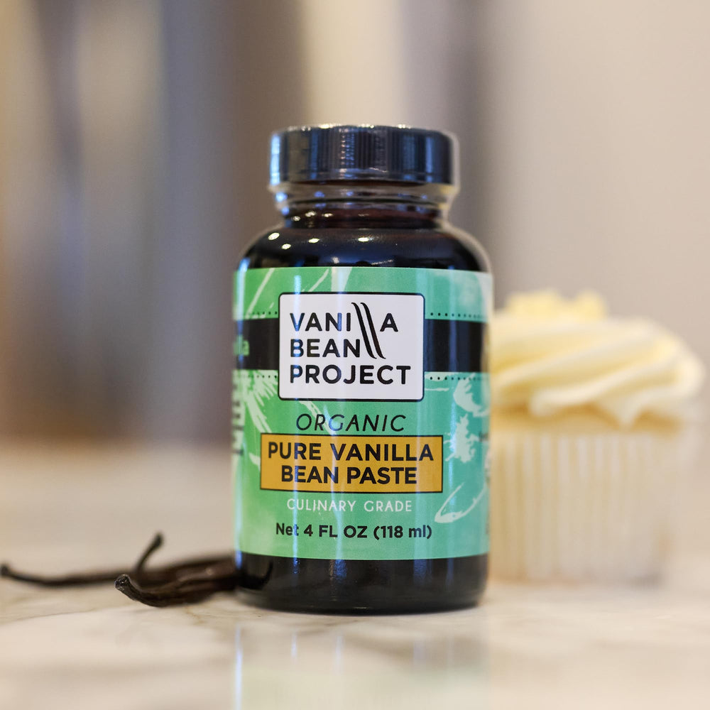 Vanilla Bean Project label detail showing organic certification and clean ingredients