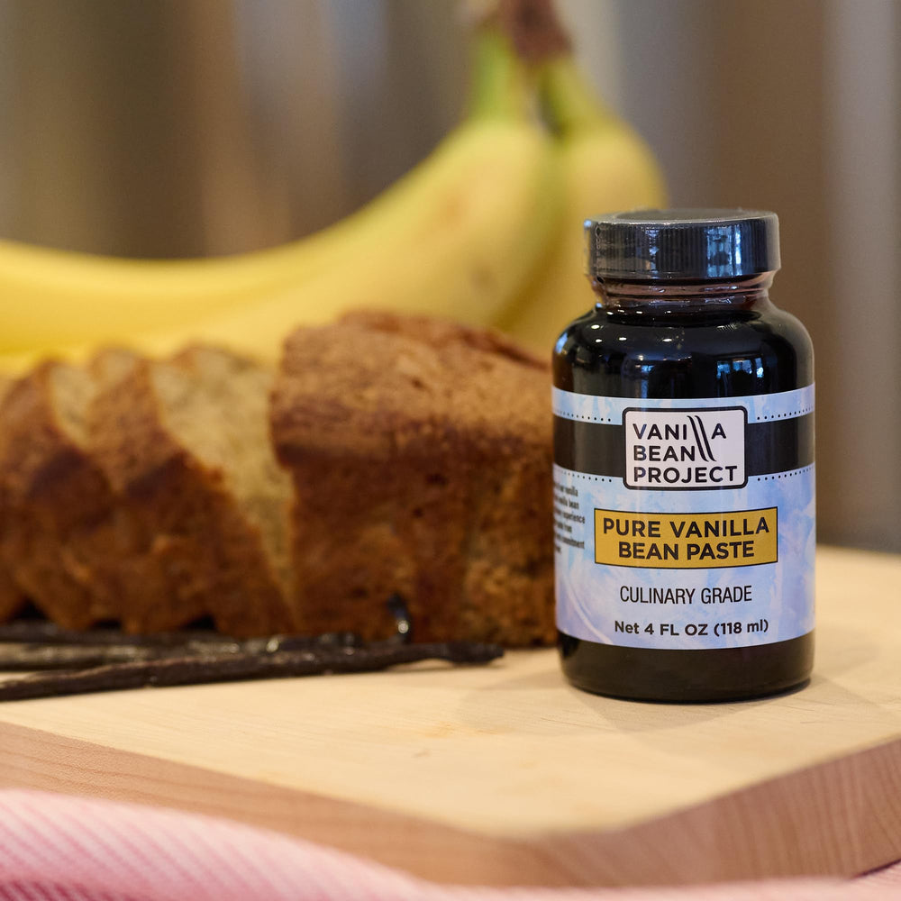 VANILLA BEAN PROJECT jar next to ruler for 4 oz scale and portion guidance