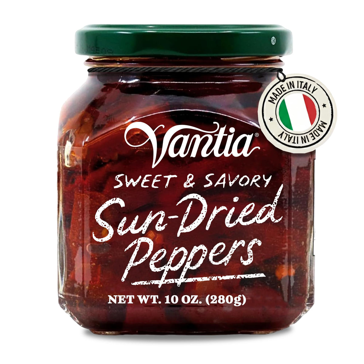 Vantia jar front label showing product and Italian origin, highlighting authenticity