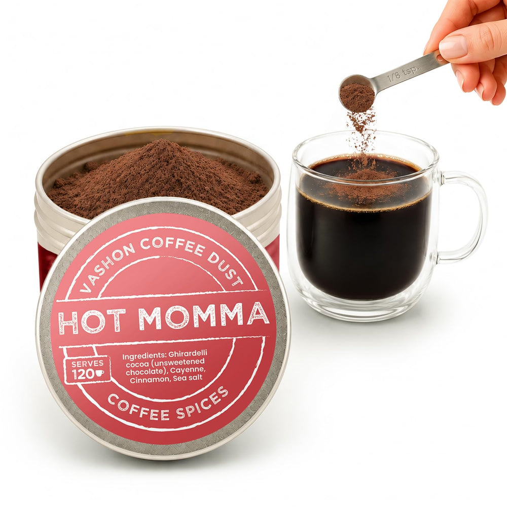 vashon coffee dust front jar showing label and serving count benefit
