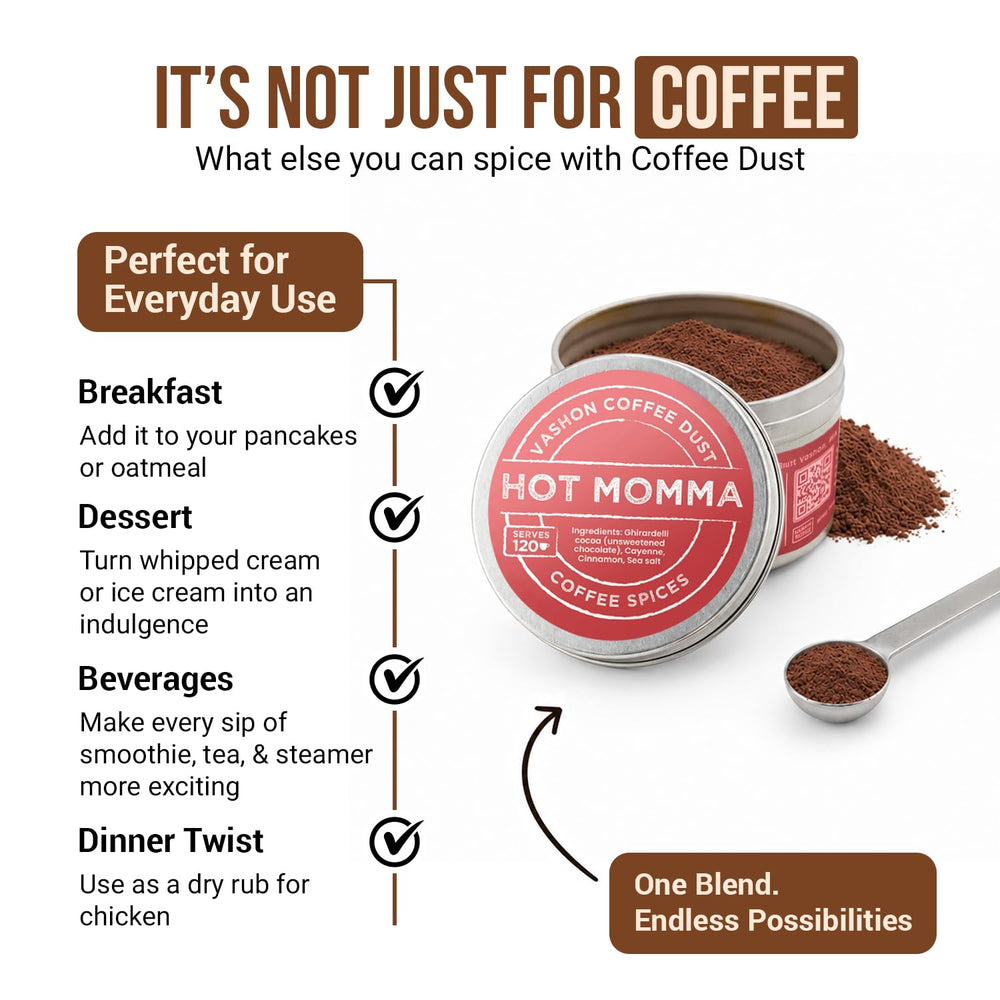 vashon coffee dust beside a ruler showing scale and 120 servings