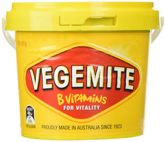 Vegemite 950g tub front view showing label and size, conveys Australian origin and pantry-ready convenience