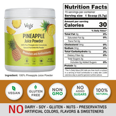 Vegs open jar with golden pineapple powder ready to scoop