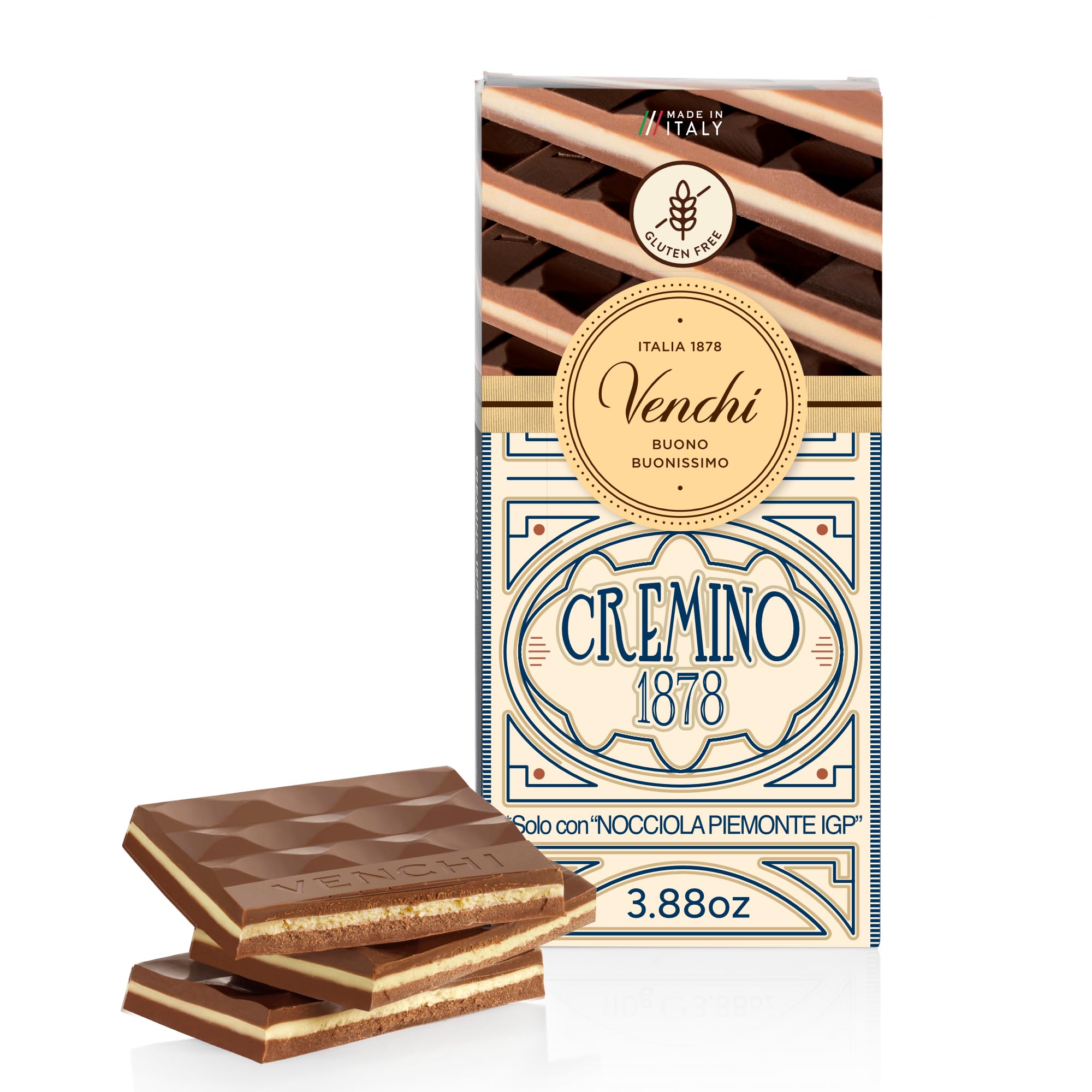 Venchi Cremino 1878 front packaging showing elegant box and branding, ideal for gifting