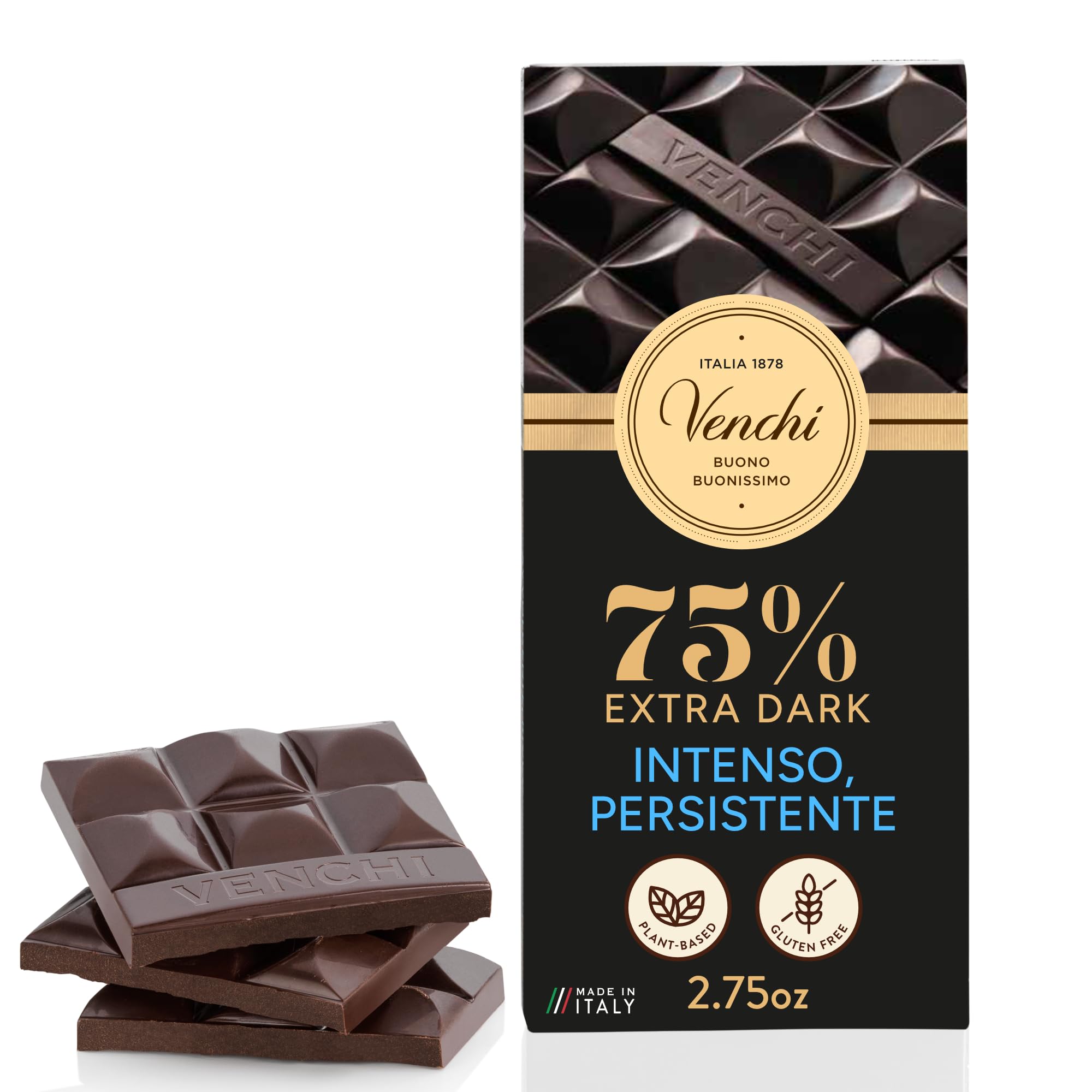 Venchi front packaging shows elegant box and freshness wrapper, highlighting premium gifting benefit