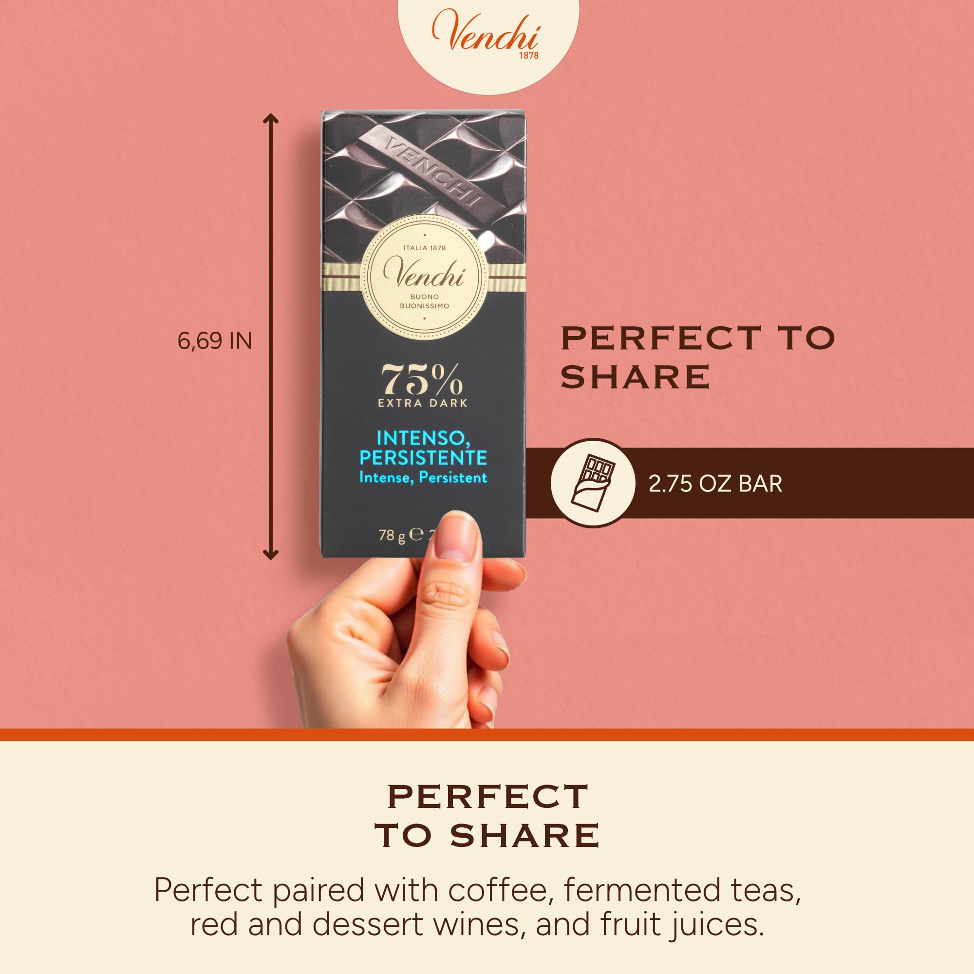 Venchi bar served beside espresso, showcasing pairing benefit for coffee moments