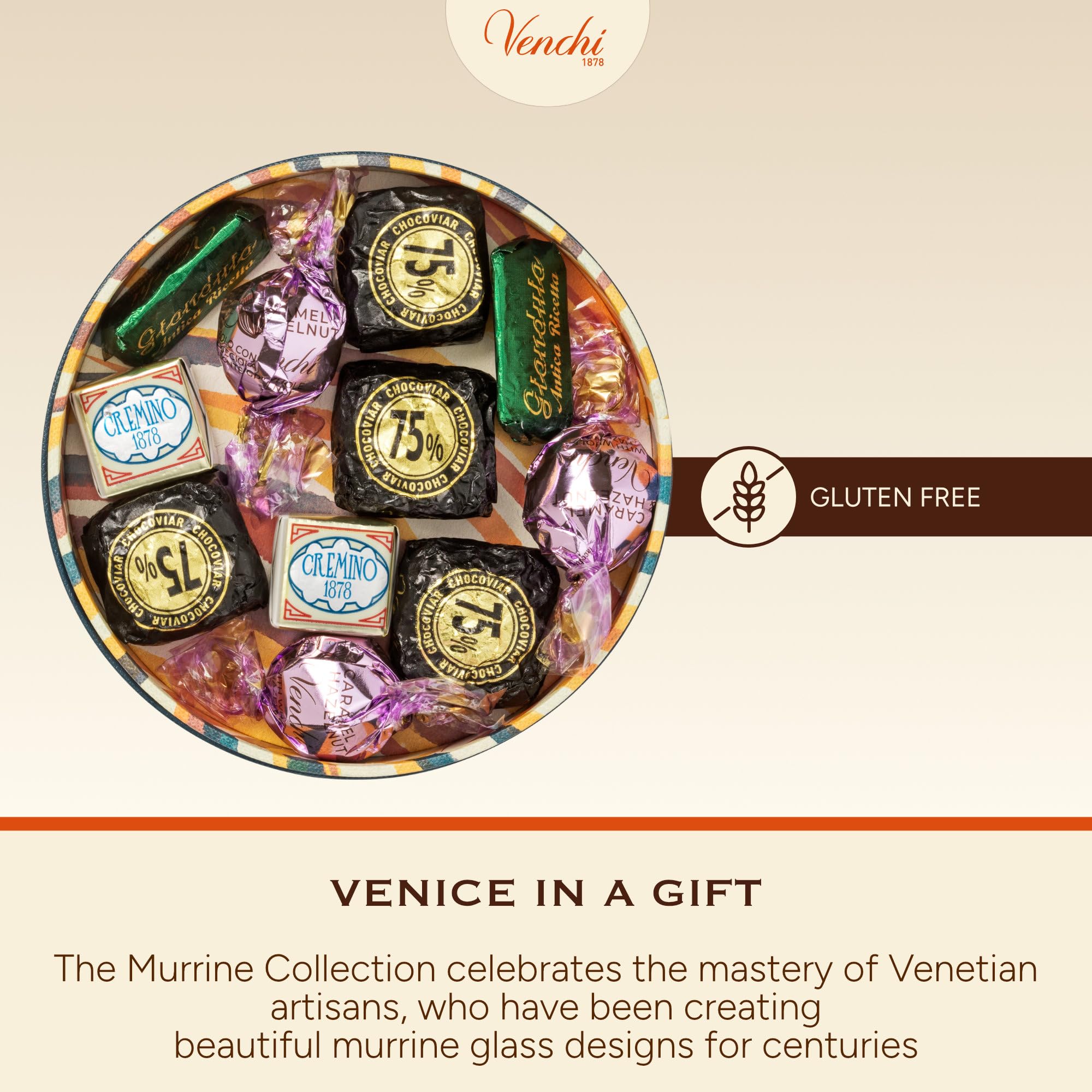 Venchi praline cross-section close-up revealing creamy center for rich texture enjoyment
