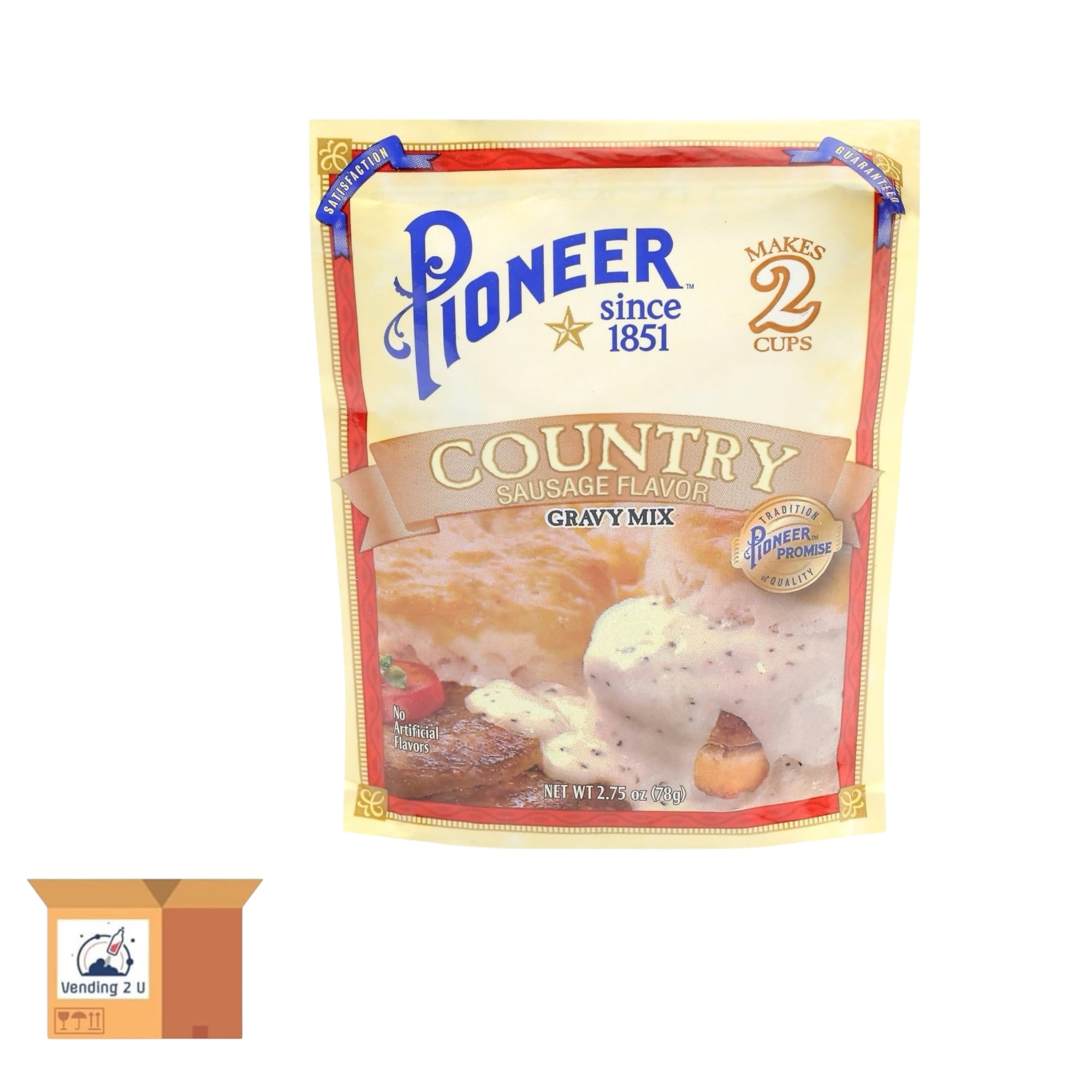 Vending 2 U Pioneer single packet closeup highlighting easy portion control