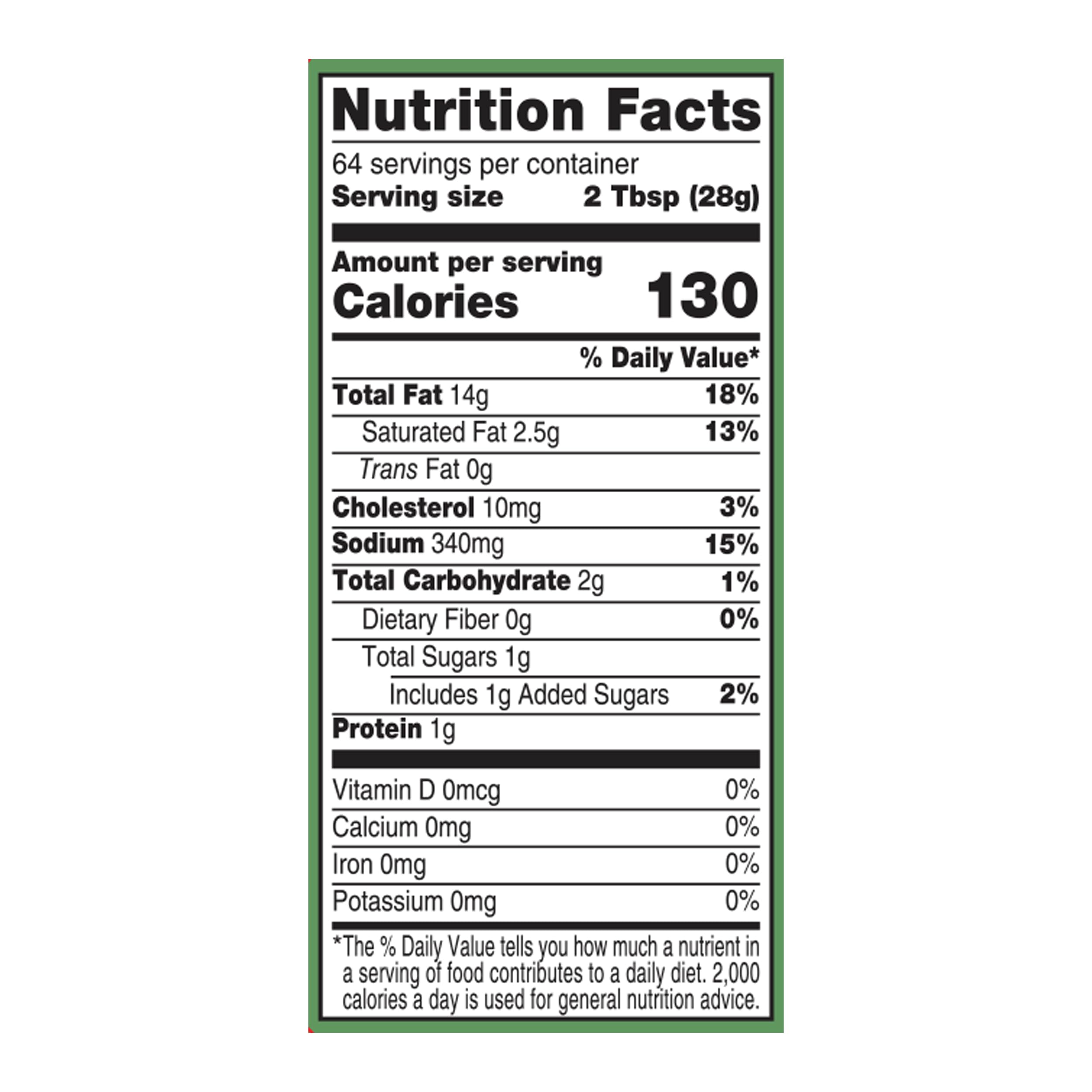 Half-gallon Ventura Foods container next to common kitchen items showing size and yield
