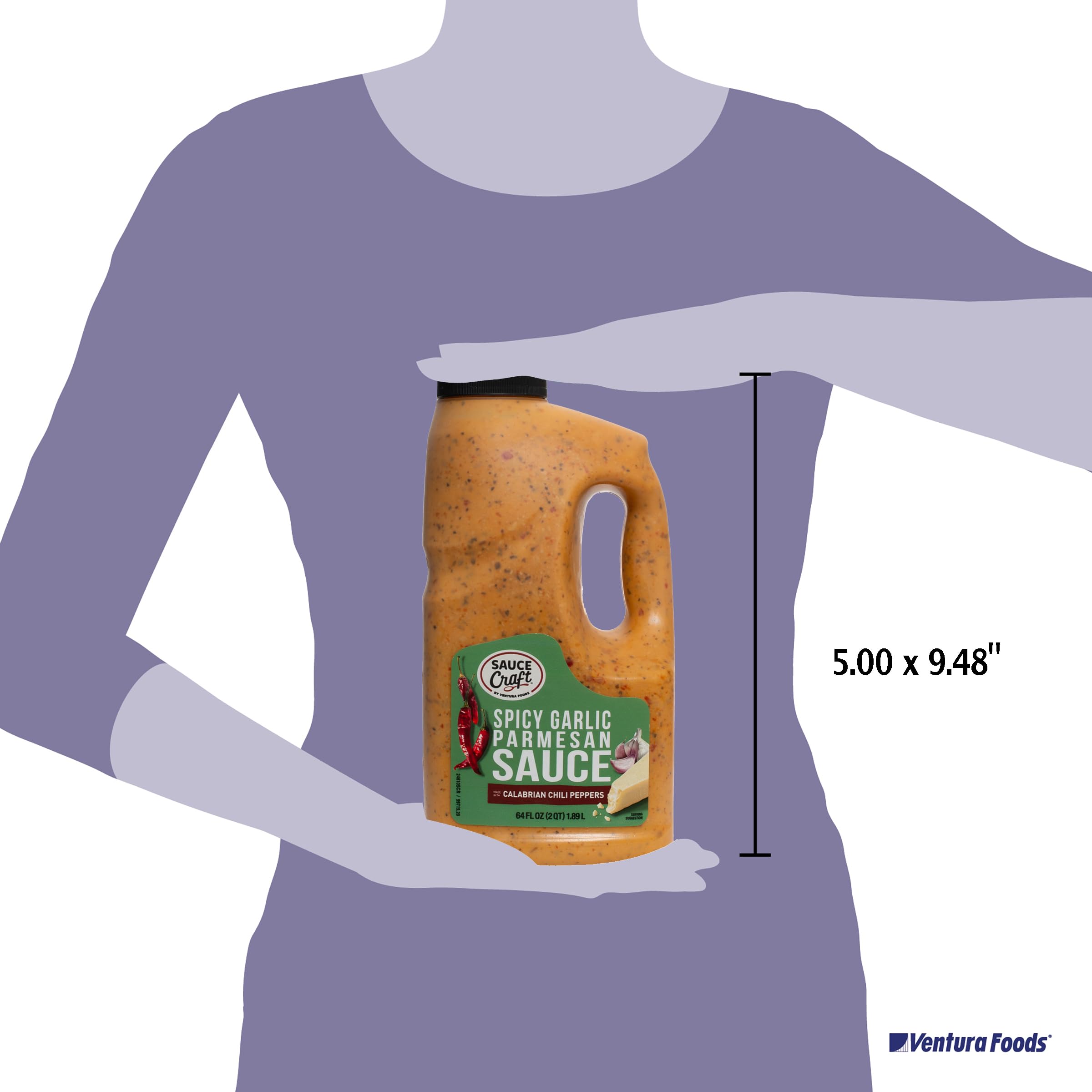 Spoonful of Ventura Foods sauce highlighting creamy parmesan texture and consistent viscosity