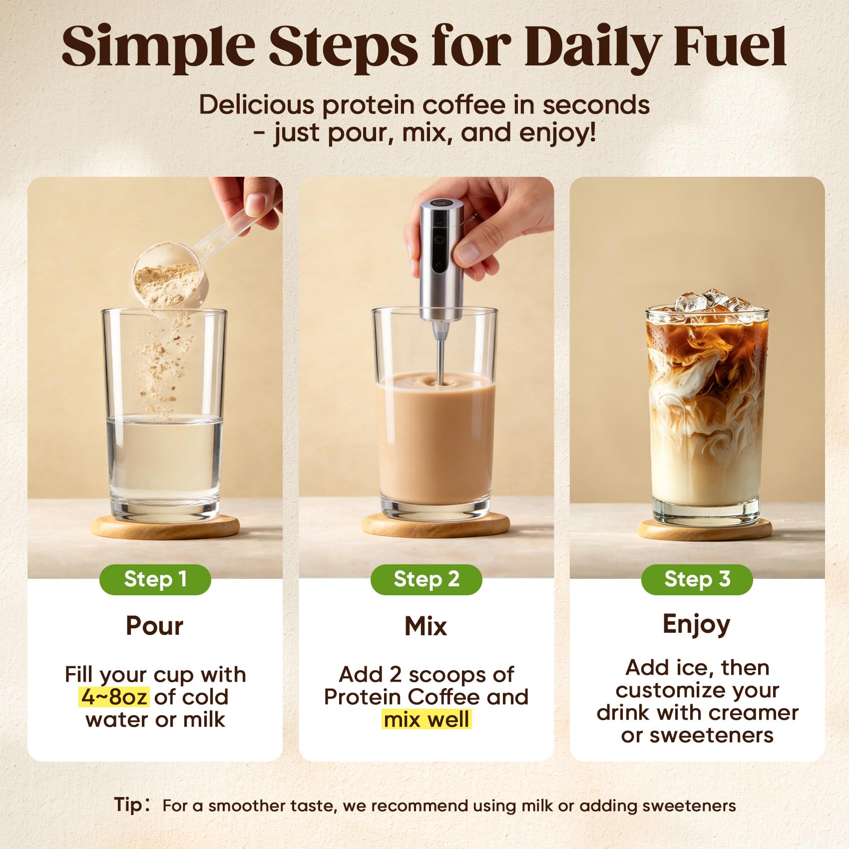 Venture Pal ingredients display with coffee, MCT oil and vitamins for nutrition