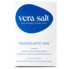 Vera Salt front packaging showing 300g box and plastic-free messaging