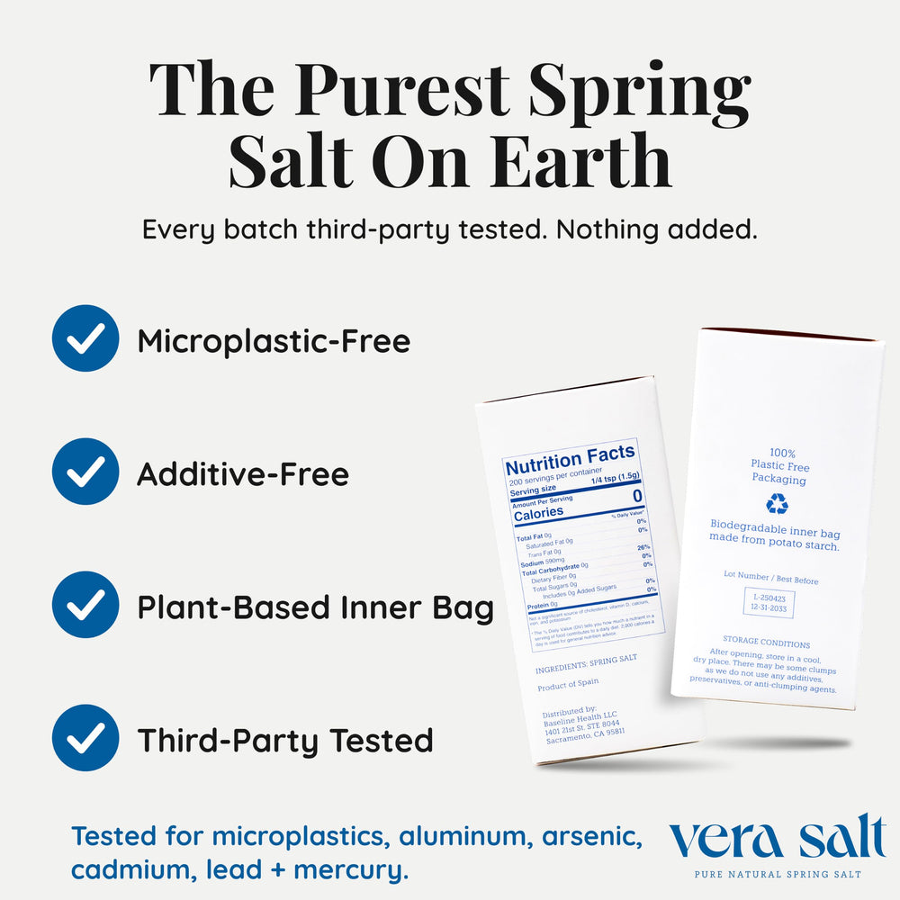 Vera Salt poured from spoon into a dish demonstrating precise seasoning