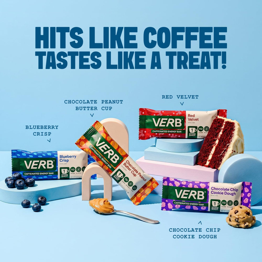 Verb Peanut Butter Cup bar with chocolate drizzle for indulgent energy