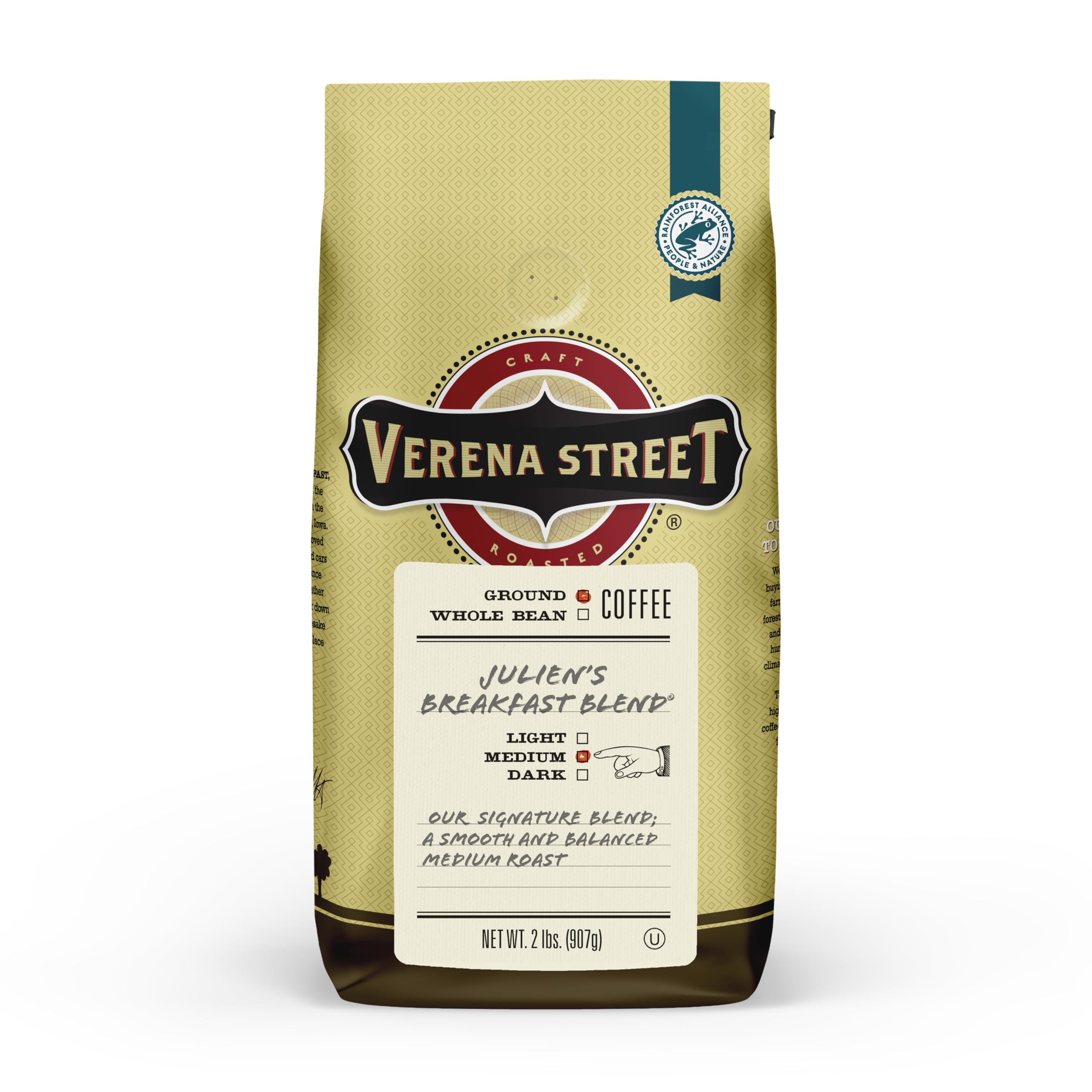 Verena Street front packaging showing 2 lb bag and clear branding for convenience