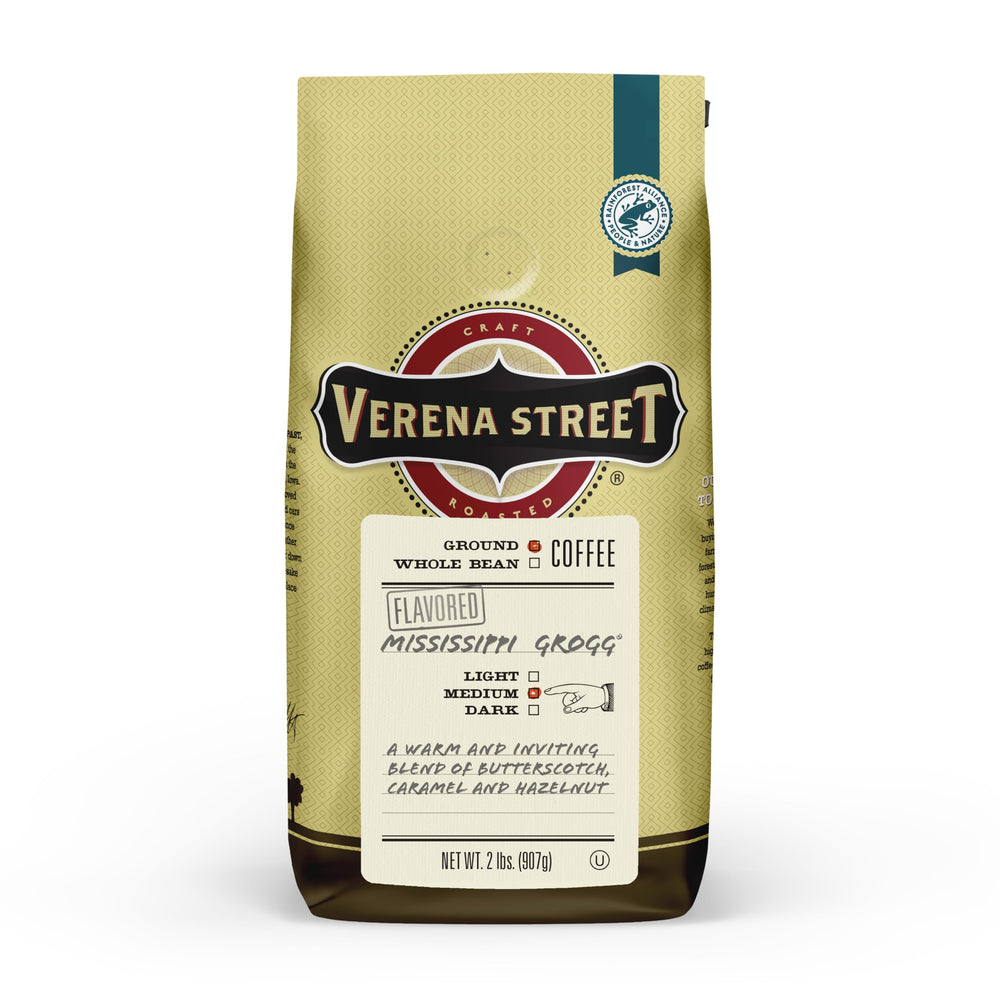 Verena Street front packaging showing 2lb bag and flavor highlights for easy selection