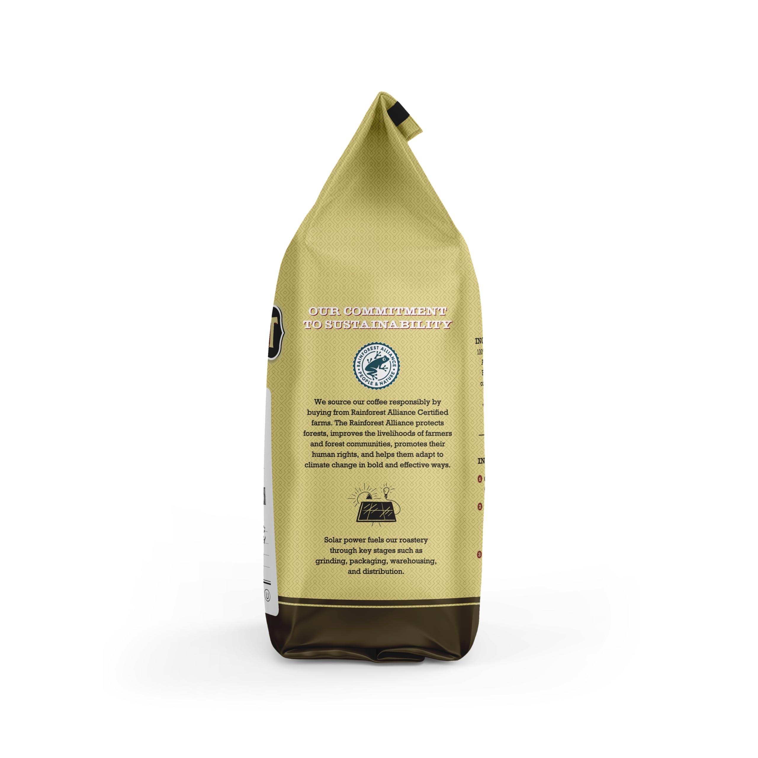 Verena Street label close-up highlighting Swiss Water decaf and kosher info