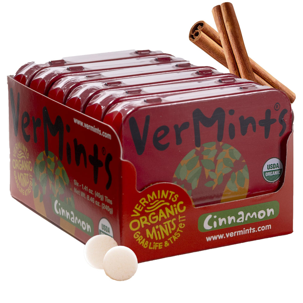 VerMints cinnamon front tin showing brand and compact design for quick freshness
