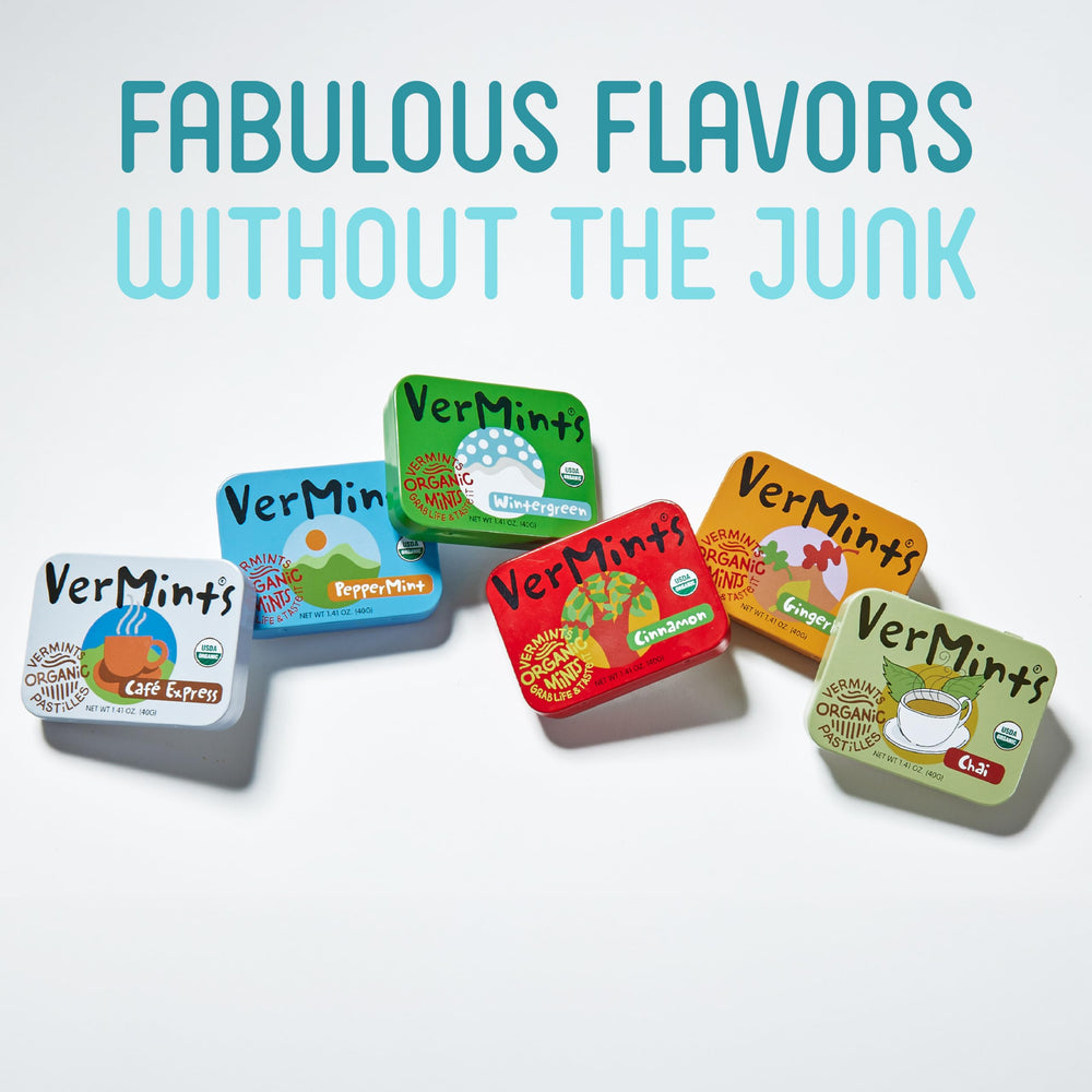 VerMints mint on tongue demonstrating quick flavor delivery and spicy cinnamon lift