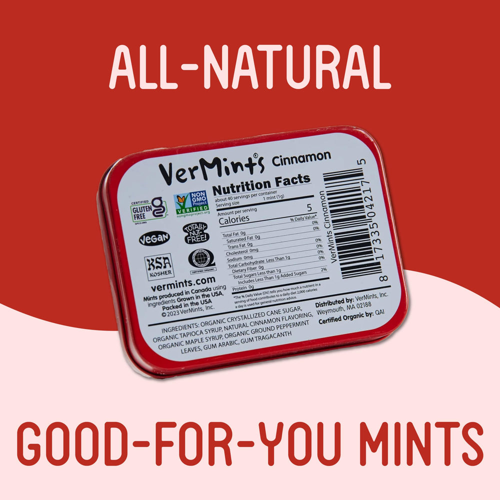VerMints pack-of-six tin stack demonstrating convenient multi-tin supply for travel