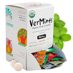 Vermints front packaging travel box showing variety and portability