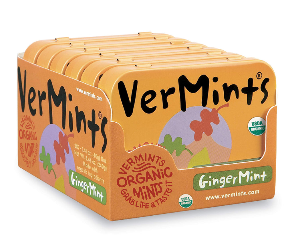 VerMints front tin showing branding and compact travel-ready design for convenient freshness