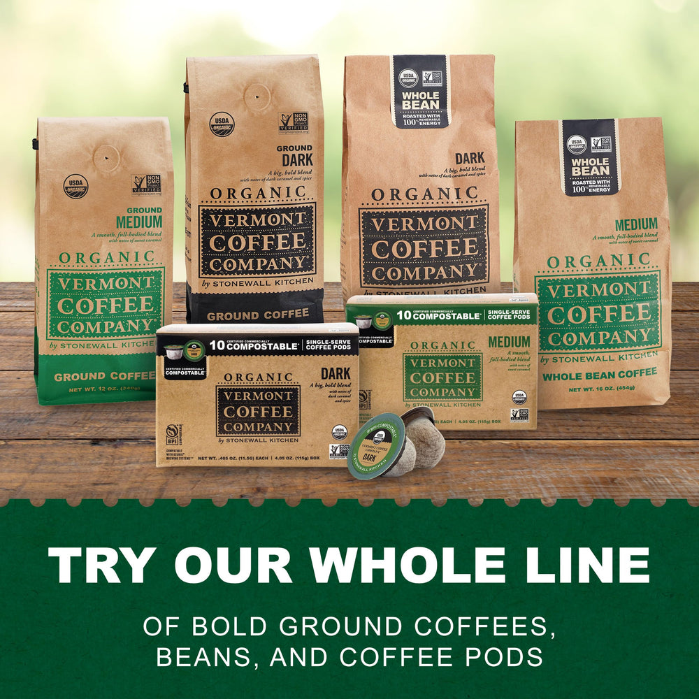 Vermont Coffee Company visual roast chart illustrating extra dark intensity benefit