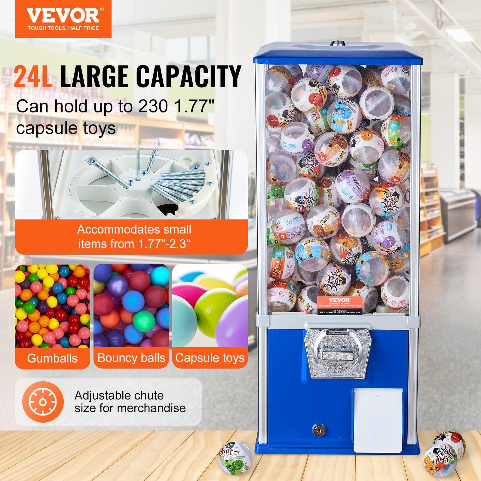 VEVOR close-up of transparent PS jar highlighting clear product visibility benefit