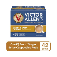Victor Allen's brewed cup pouring from Keurig-style machine showing quick preparation benefit