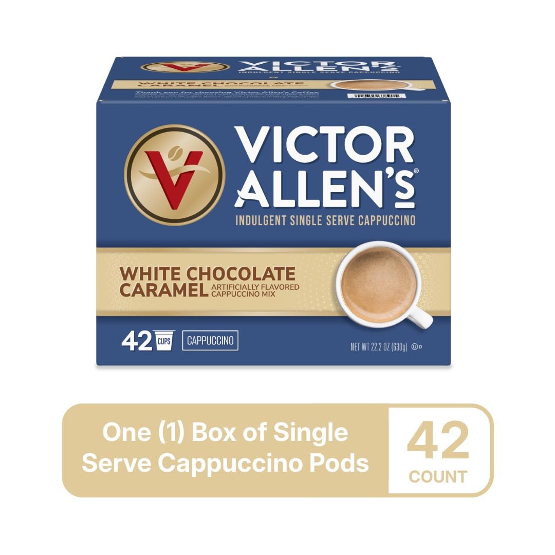 victor allen's brewed cappuccino in mug with creamy foam and aroma