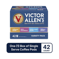 Victor Allen's Coffee pods lined up showing variety and easy selection