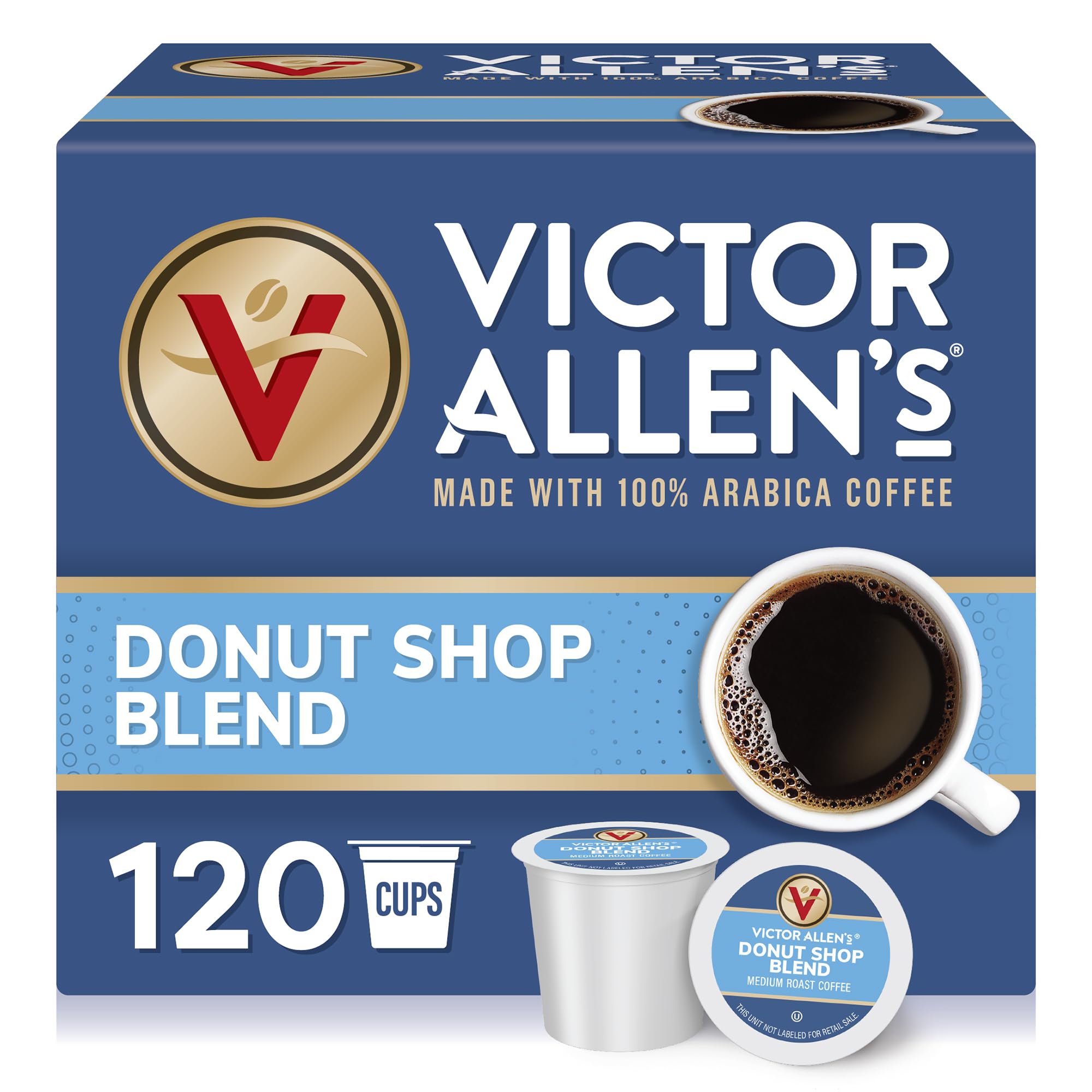 Victor Allen's front packaging showing 120-count pods and brand for easy stocking