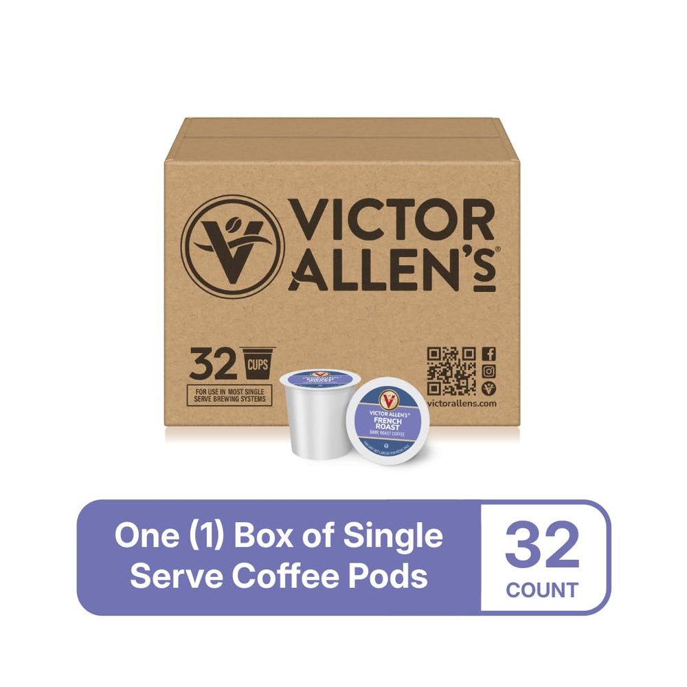 Victor Allen's pod brewing into mug showing rich pour and consistent single-serve convenience