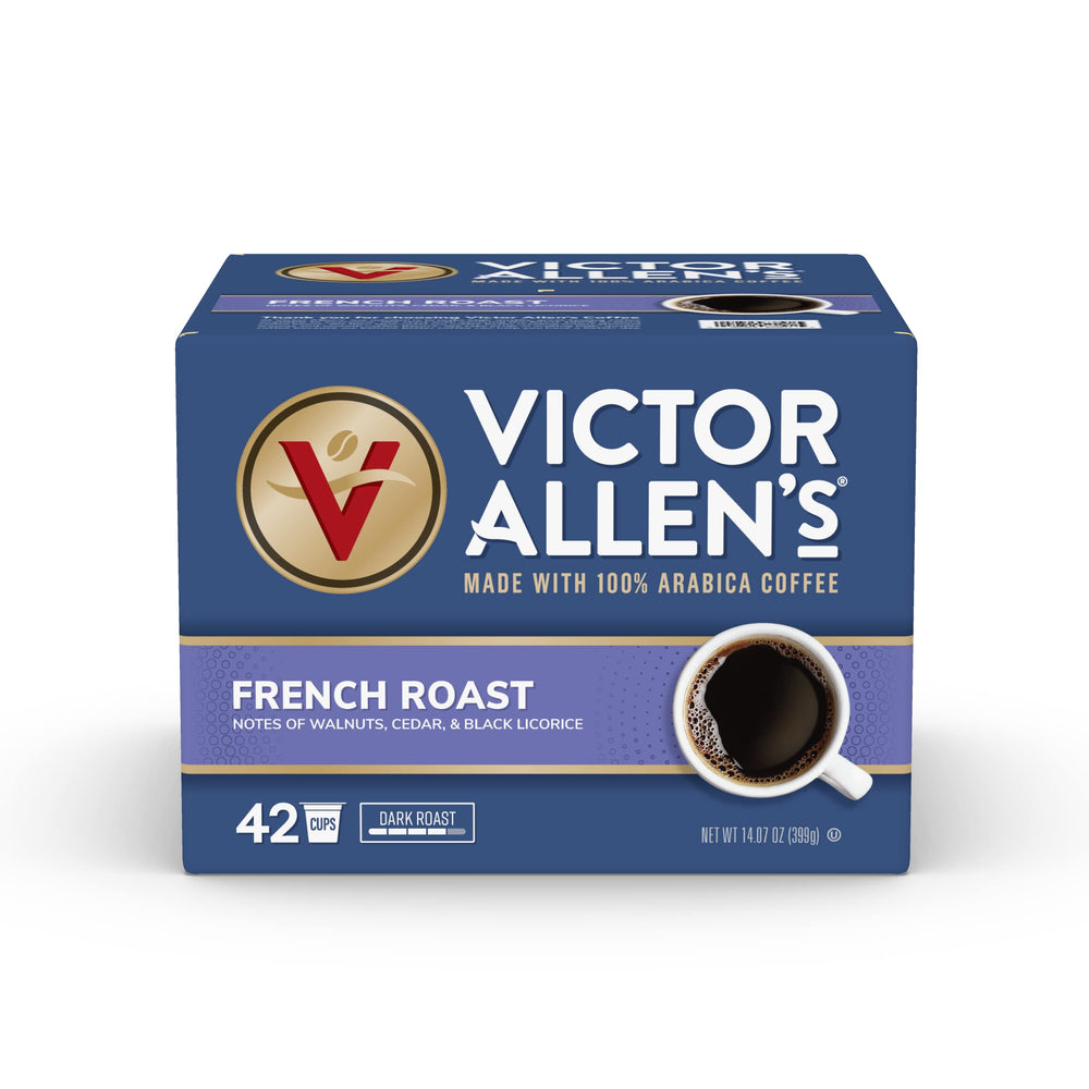 Victor Allen's Coffee box on kitchen counter showing everyday brewing lifestyle ease