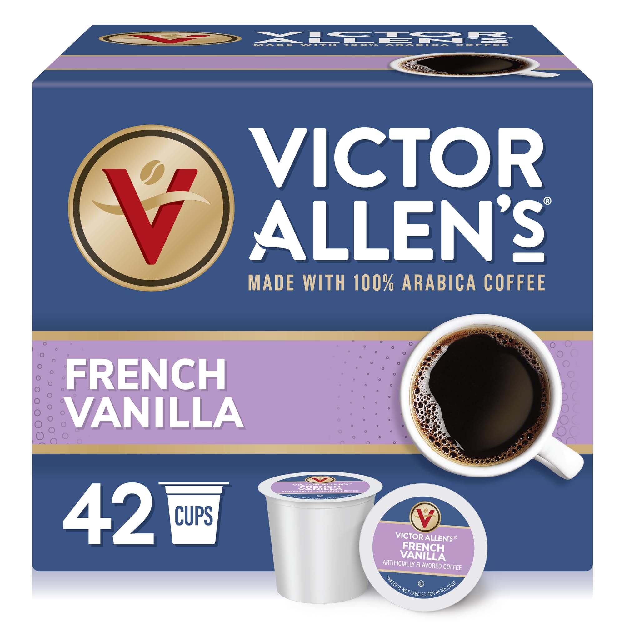 Victor Allen's front packaging showing 42-count pods and flavor