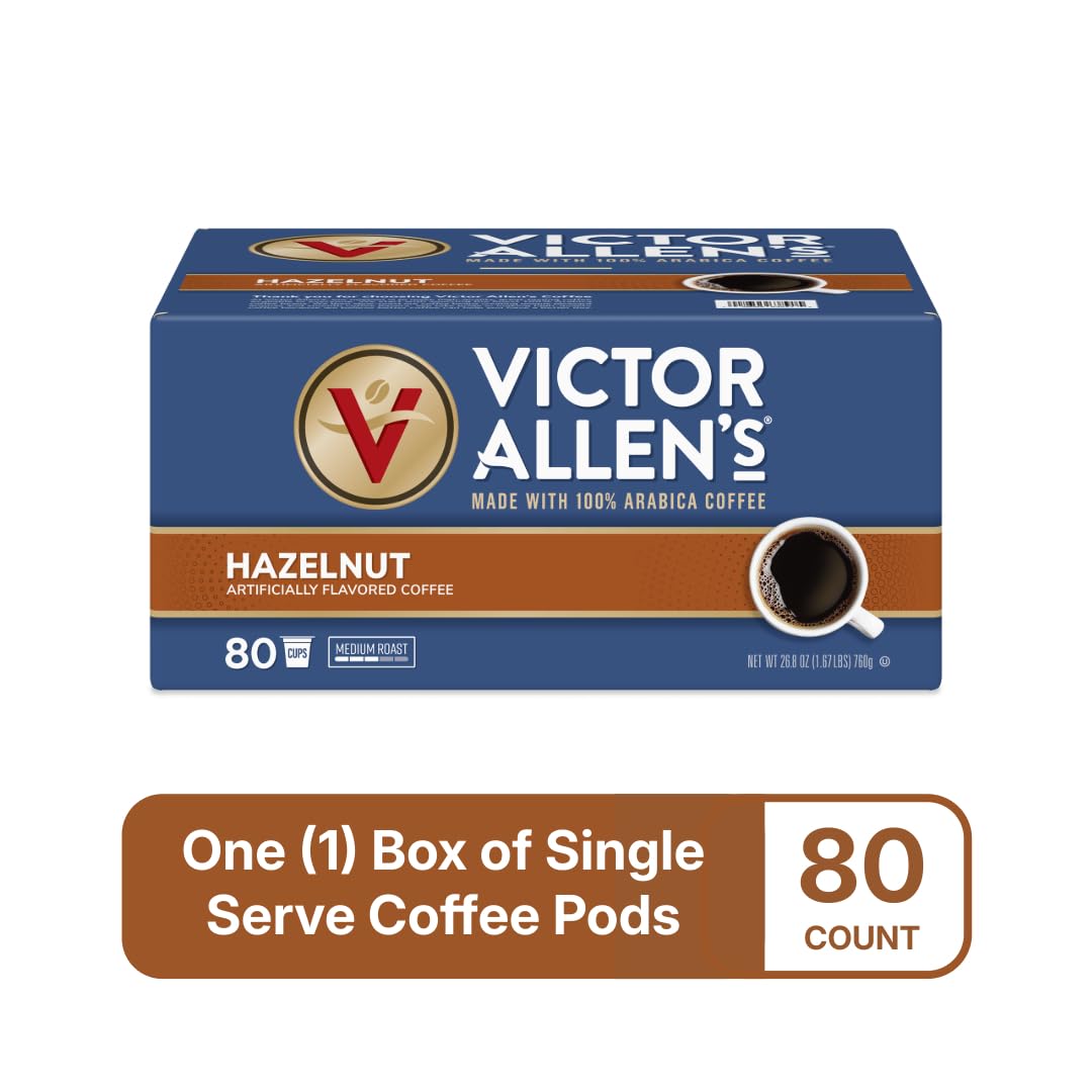 Victor Allen's brewed cup top view showing crema and hazelnut aroma benefit for taste